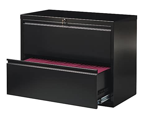 WorkPro 36 W x 18 58 D Lateral 2 Drawer File Cabinet Black